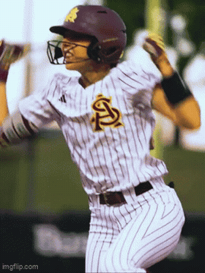 A Baseball Player Wearing A Helmet And A Jersey With The Letter S On It GIF