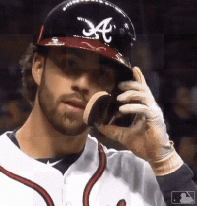 A Baseball Player Wearing A Helmet With A Letter A On It GIF