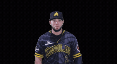 A Baseball Player Wearing A Jersey That Says Aguilas 2 GIF
