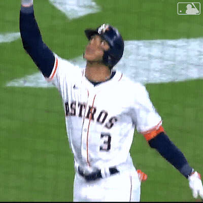 A Baseball Player Wearing A Jersey That Says Astros GIF