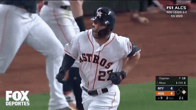 A Baseball Player Wearing A Jersey That Says Astros GIF