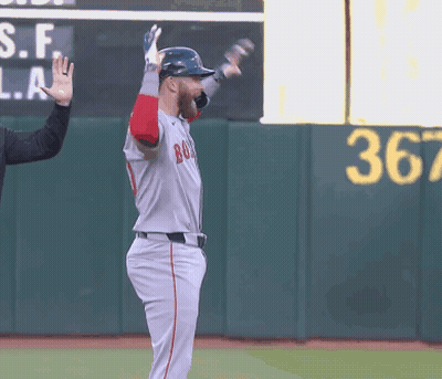 A Baseball Player Wearing A Jersey That Says Boston GIF