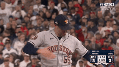A Baseball Player Wearing A Jersey That Says Houston 55 On It GIF