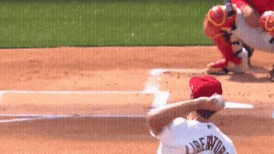 A Baseball Player Wearing A Jersey That Says Liberation GIF