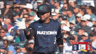 A Baseball Player Wearing A Jersey That Says Nation GIF