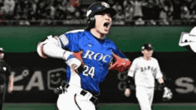A Baseball Player Wearing A Jersey That Says Rock 24 GIF