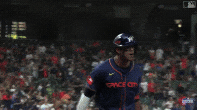A Baseball Player Wearing A Jersey That Says Space City On It GIF