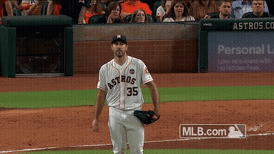 A Baseball Player Wearing A Jersey With The Number 35 On It GIF