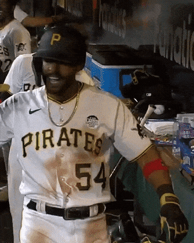 A Baseball Player Wearing A Pirates Jersey And Number 54 GIF