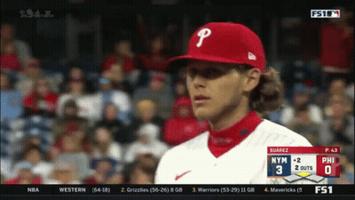 A Baseball Player Wearing A Red Cap With A Letter P On It GIF