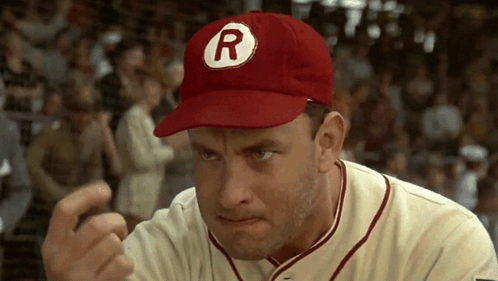 A Baseball Player Wearing A Red Cap With The Letter R On It GIF