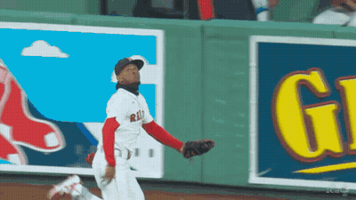 A Baseball Player Wearing A Red Sox Jersey Is Running GIF