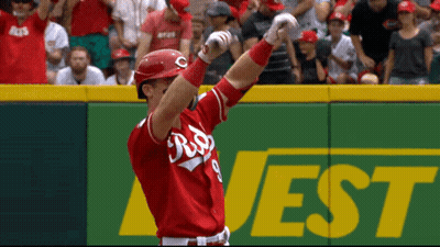 A Baseball Player Wearing A Red Uniform With The Word Red On It GIF