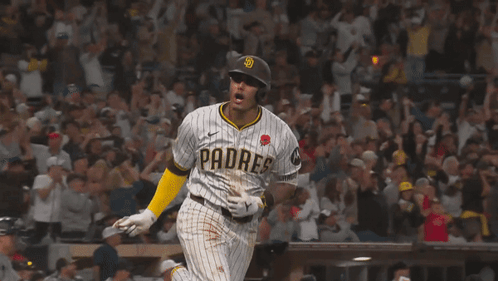 A Baseball Player Wearing A San Diego Padres Uniform GIF
