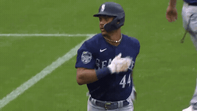 A Baseball Player Wearing A Seattle Jersey Number 44 GIF
