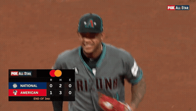 A Baseball Player Wearing An Arizona Jersey Is Running On The Field GIF