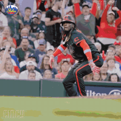 A Baseball Player With Cincy Written On The Bottom Of His Jersey GIF