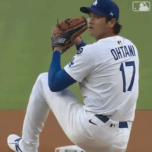 A Baseball Player With Ohtani 17 On His Jersey GIF