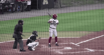 A Baseball Player With The Letter A On His Shirt Is At Bat GIF