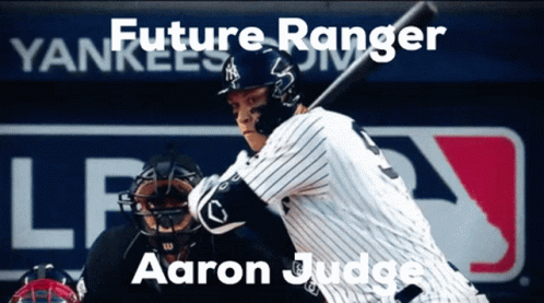A Baseball Player With The Name Aaron Judge On The Bottom Right GIF