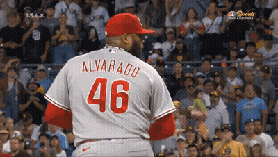 A Baseball Player With The Name Alvarezo And The Number 46 GIF