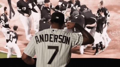 A Baseball Player With The Name Anderson On The Back Of His Shirt GIF