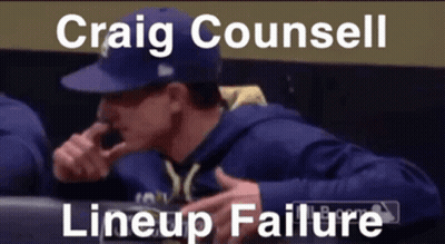 A Baseball Player With The Name Craig Counsell On The Top GIF