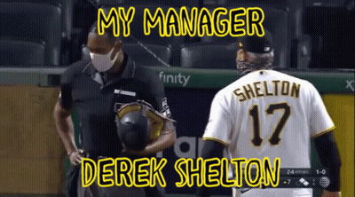 A Baseball Player With The Name Derek Shelton On His Back GIF