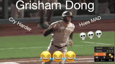A Baseball Player With The Name Grisham Dong On The Bottom GIF