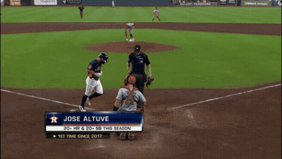 A Baseball Player With The Name Jose Altuve On His Jersey GIF