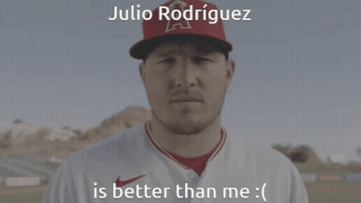 A Baseball Player With The Name Julio Rodriguez On The Bottom GIF