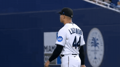 A Baseball Player With The Name Lourdes On The Back Of His Shirt GIF