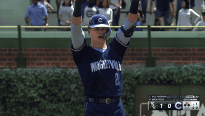 A Baseball Player With The Number 2 On His Jersey Holds His Arms In The Air GIF