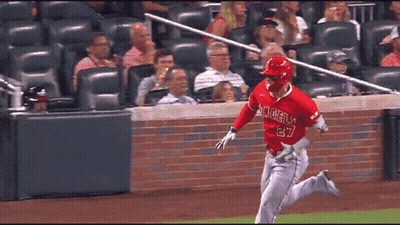 A Baseball Player With The Number 27 On His Jersey Is Running On The Field GIF