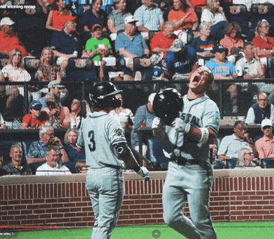 A Baseball Player With The Number 3 On His Jersey Celebrates GIF