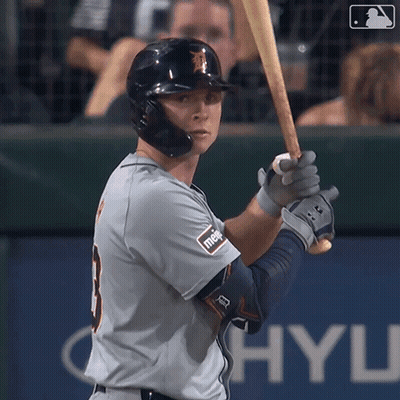 A Baseball Player With The Number 3 On His Jersey Is About To Swing His Bat GIF