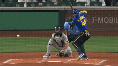 A Baseball Player With The Number 44 On His Jersey GIF