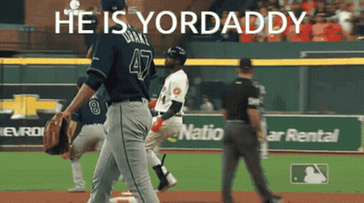 A Baseball Player With The Number 47 On His Jersey Stands On The Field GIF