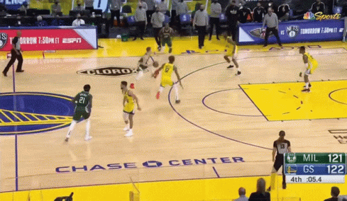 A Basketball Game Being Played At The Chase Center GIF