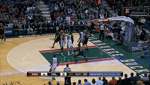 A Basketball Game Between Milwaukee And Mia Is Being Played GIF
