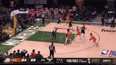 A Basketball Game Between Milwaukee And The Phoenix Suns GIF