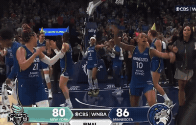 A Basketball Game Between Minnesota And New York Is Being Broadcast On Cbs GIF