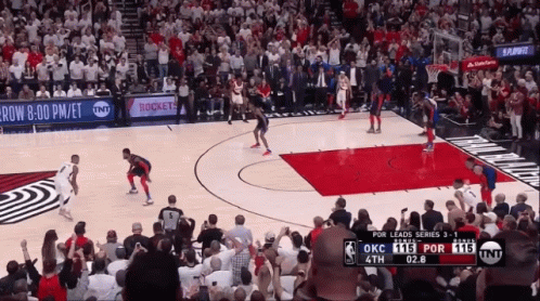 A Basketball Game Between Okc And Portland Is Being Played GIF