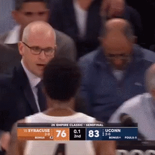 A Basketball Game Between Syracuse And Uconn With A Score Of 83 To 76 GIF