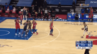 A Basketball Game Between The 76Ers And The Wizards Is Underway GIF