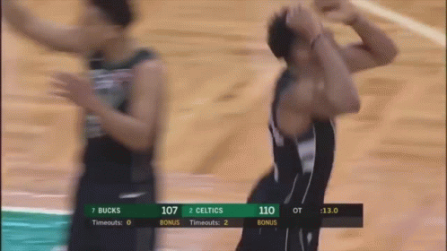 A Basketball Game Between The Bucks And Celtics GIF