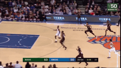 A Basketball Game Between The Bucks And The Knicks Is Going On GIF