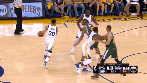 A Basketball Game Between The Golden State Warriors And The Orlando Magic GIF