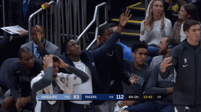 A Basketball Game Between The Grizzlies And Pacers GIF
