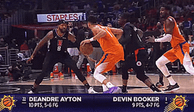 A Basketball Game Between The Suns And The La Clippers GIF